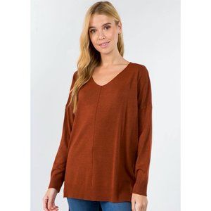 Dreamers by Debut Heather Cinnamon V Neck Front Seam